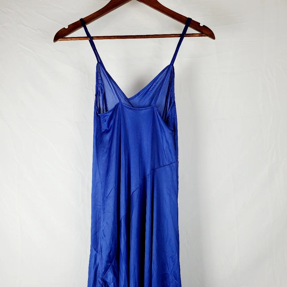 Vintage Blue Asymmetrical Slip‎ Dress